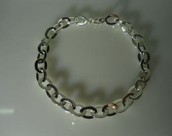 Bracelet maille forçat large et plate  11x8 mm en argent, fait main