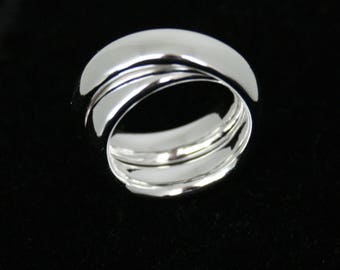 Breiter Ring doppelt gekreuzte Ringe aus massivem Silber Sonderanfertigung