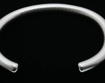 Bracelet manchette cable rigide en argent massif, 6mm Made in France