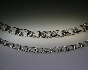 Curb chain new stitch in silver, made in France, handmade bracelet