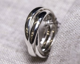 Bague entrelacée 3 anneaux , 3x4mm en argent massif, 8,5 grs