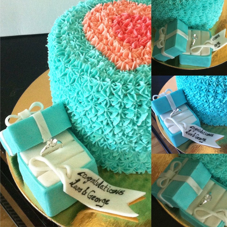 Edible Engagement box with ring inside/ cake topper/ Etsy