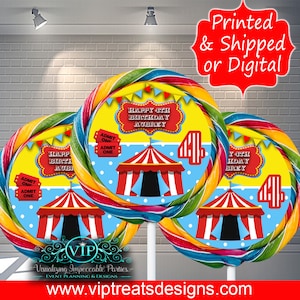 Carnival Circus Lollipop Labels - Custom Swirl Pops -  Birthday - Party - Party Favors Digital -Stickers -Lollipop - Sucker