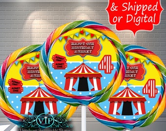 Carnival Circus Lollipop Labels - Custom Swirl Pops -  Birthday - Party - Party Favors Digital -Stickers -Lollipop - Sucker