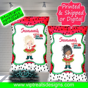 One in a Melon Custom Favor Bags - Custom Chip Bags -  Party - 1st Birthday - Digital- Download - Printable - Decorations - Watermelon