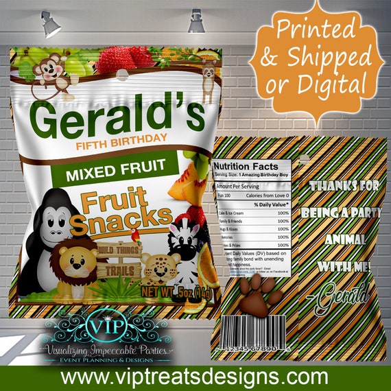 Zoo Themed Fruit Snacks Treats Favors Party Birthday Etsy