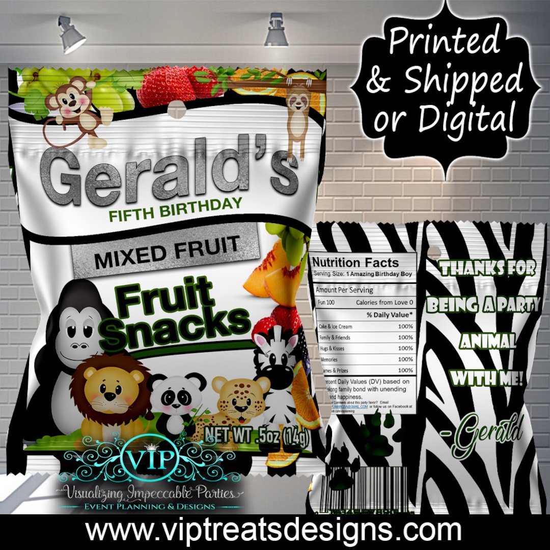 Zoo Themed Fruit Snacks Treats Favors Party Birthday Etsy