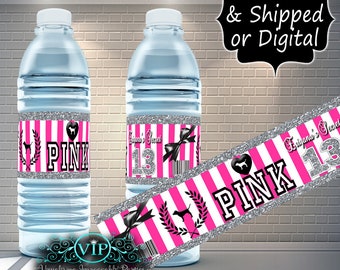 Victoria's Secret PINK Water Bottle  Labels  - Party - Birthday - Digital- Download - Decorations - Personalized - Favors - Customized - VS