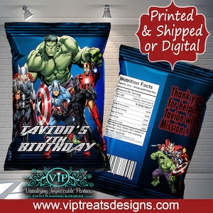 Avengers Custom Favor Bags - Custom Chip Bags - Avengers Party - Avengers Birthday - Digital- Download - Printable - Decoration