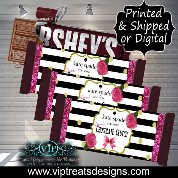 Kate Spade Hershey's - Custom Candy -  Party - Birthday - Digital- Download - Printable - Decorations- Treats - Personalized - candy purse