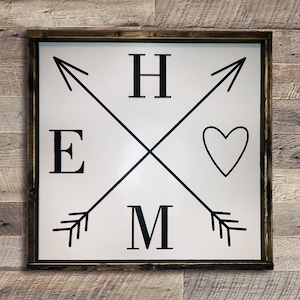 HOME with arrows - Wood Sign