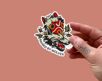 Adesivo in vinile Ghibli Mononoke Fan Art Raised by Wolves