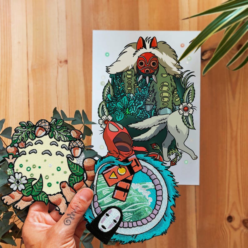 Parche termoadhesivo de lucha con arte de fan de Mononoke de Ghibli imagen 4