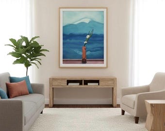41” X33”hand Painted Mt. Fuji Oil Painting - Framed Hockney Style
