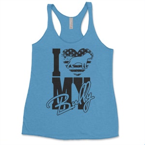 I Luv My Bully womens racerback tri blend tank top  with bully pitbull shirt for women i love my bully tank top for Pitbull Bully Lovers