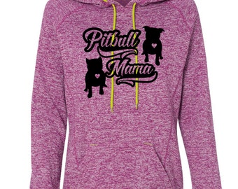 Sudadera con capucha en contraste PitBull Mama - Jersey polar para mujer con aberturas para los pulgares