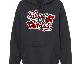 Mama Bear Buffalo Plaid Hoodie, Mother's Day Gift