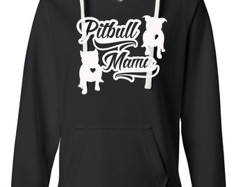 Sudadera con capucha Pitbull Mama: jersey con escote en V para mujer, forro polar cepillado