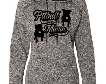 Sudadera con capucha Pitbull Mama, polar con contraste cósmico para mujer