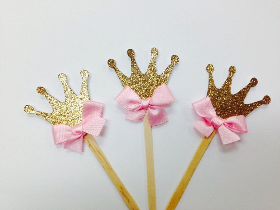 Crown Cupcake Topper First Birthday Cupcake Topper Pink and Etsy