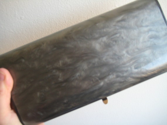 Gray Marble Look Lucite Clutch - image 4