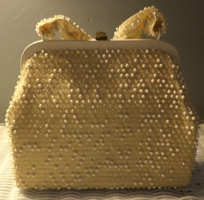 Vintage Beaded Gold Evening Bag image 1