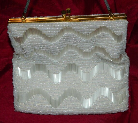 Beaded White Evening Bag  - Stunning! - image 2