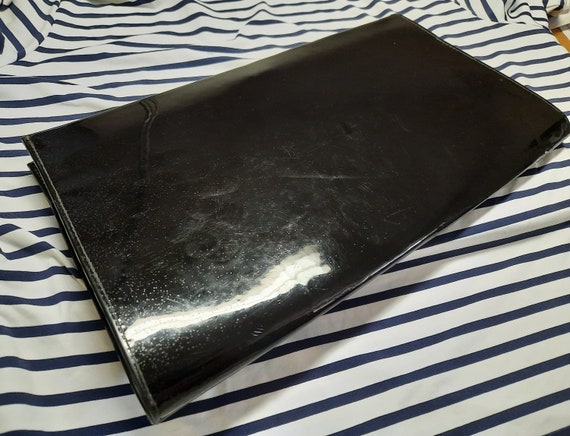 Vtg Black Patent Clutch - image 6