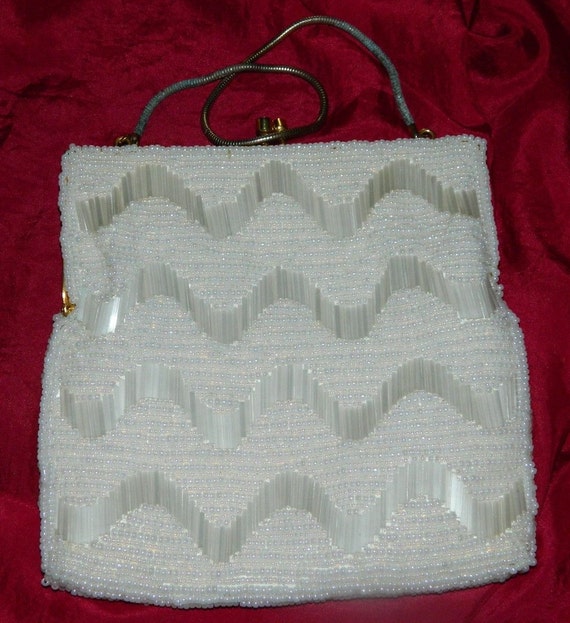 Beaded White Evening Bag  - Stunning! - image 1