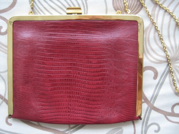 Perfect Red Leather Evening Bag - image 2