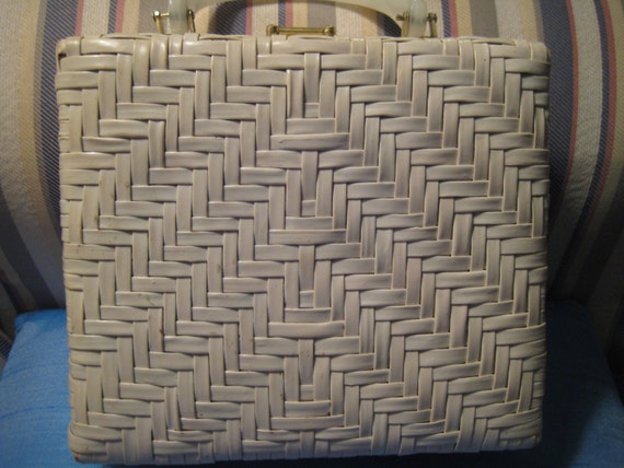 White Wicker Handbag by Lesco - image 2