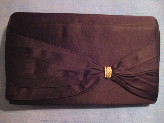 Black Satin Envelope Clutch by Coblentz