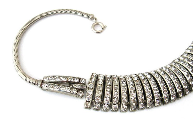1950s Channel Set Clear Rhinestone Choker Necklace