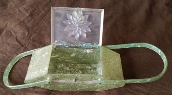 Green Confetti Lucite Box Bag!