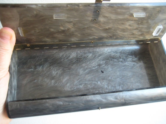 Gray Marble Look Lucite Clutch - image 3