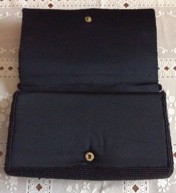 80's Classic Black and Gold Beaded Evening Bag - image 3