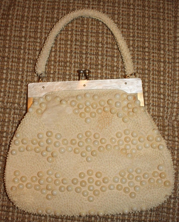 Classic VTG Bead Bag with Lucite Trim Gem
