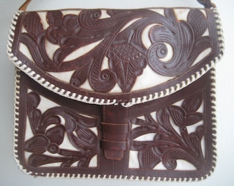 Hand Tooled lederen schoudertas