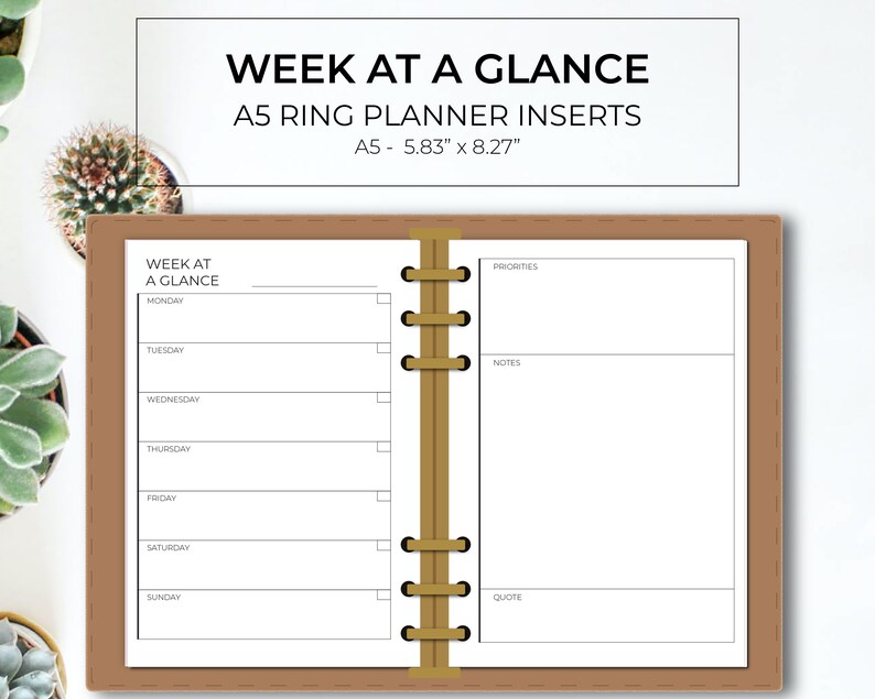 Half Letter Weekly Planner Printable Half Letter Planner Etsy