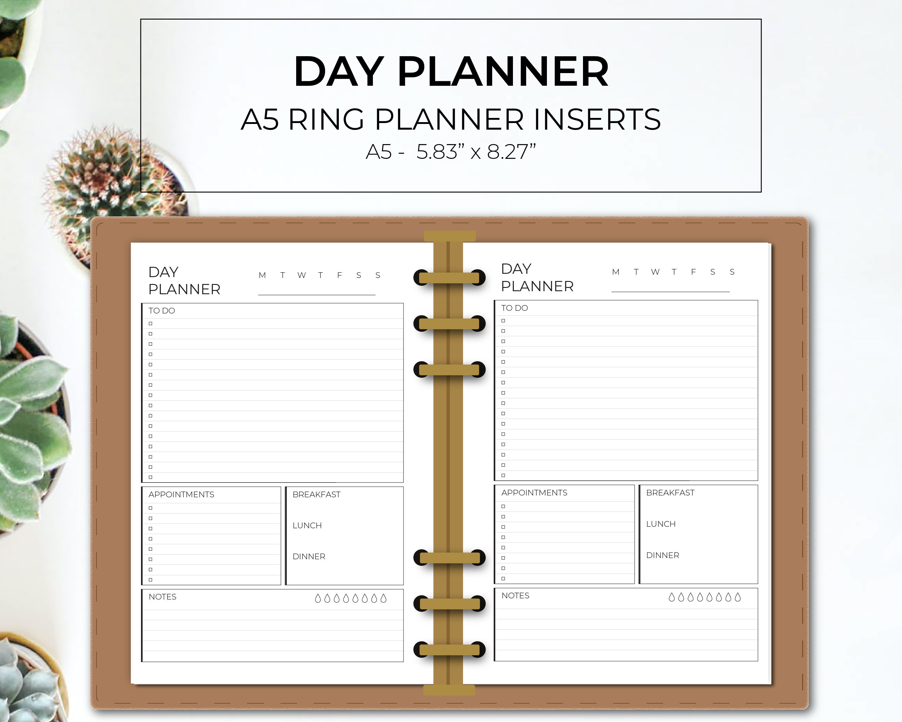A5 Ring Daily Schedule Printable A5 Ring Planner Insert Etsy
