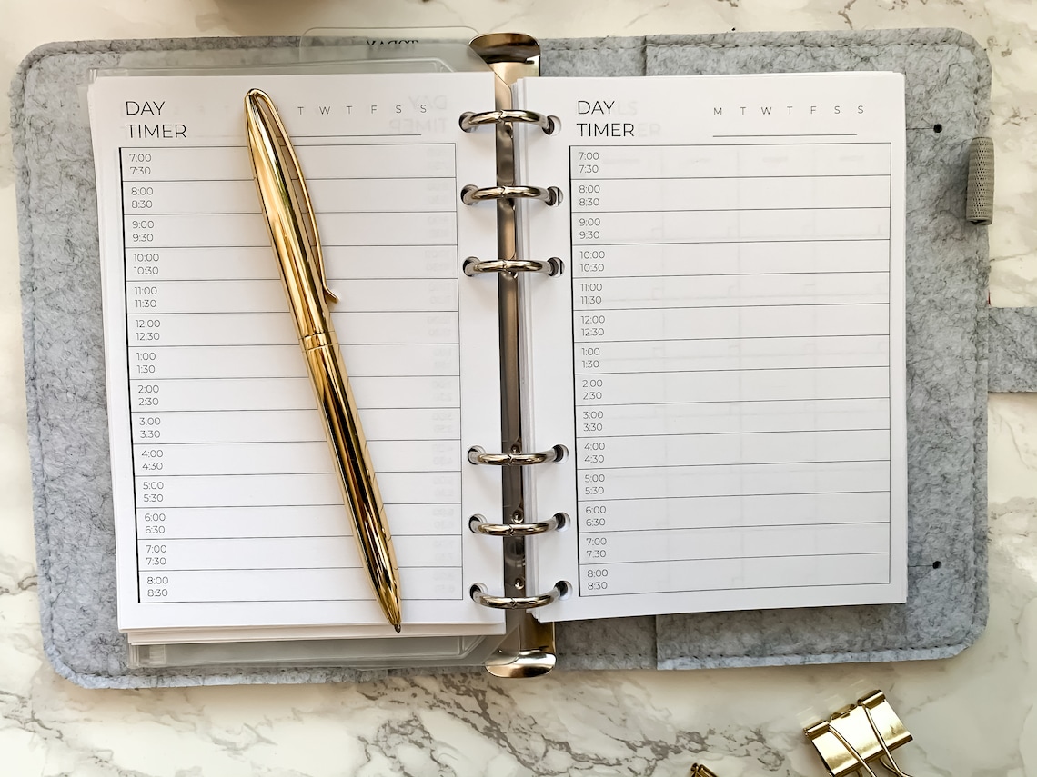 A6 Ring Binder Day Timer Printable A6 Ring Planner Insert Etsy
