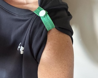 Green Elastic Sleeve Clips: Adjustable T-Shirt Bands