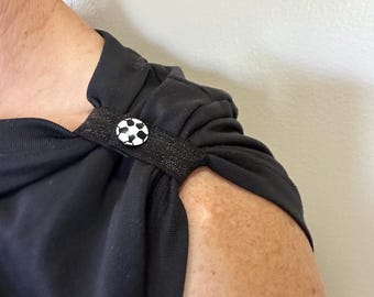 Sleeve Ties: Elastic T-Shirt Clips with Soccer Ball Snap