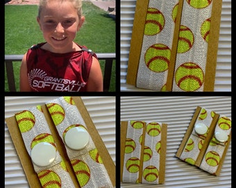 Softball Sleeve Ties: Elastic T-Shirt Clips with Snaps