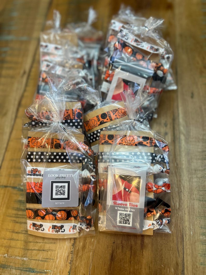 Basketball Hair Ties, Sports Scrunchies, Team Gift Set image 9