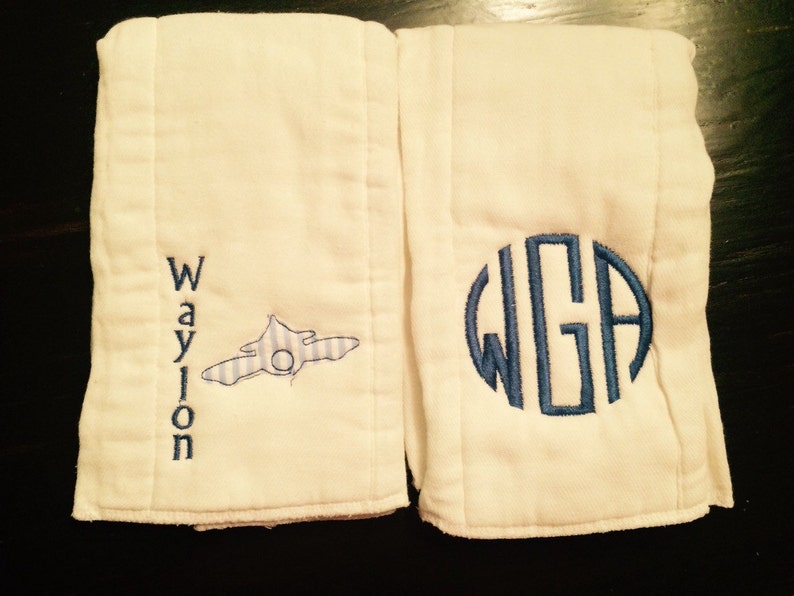 Boys Airplane Themed Onesie and Burp Cloth Set