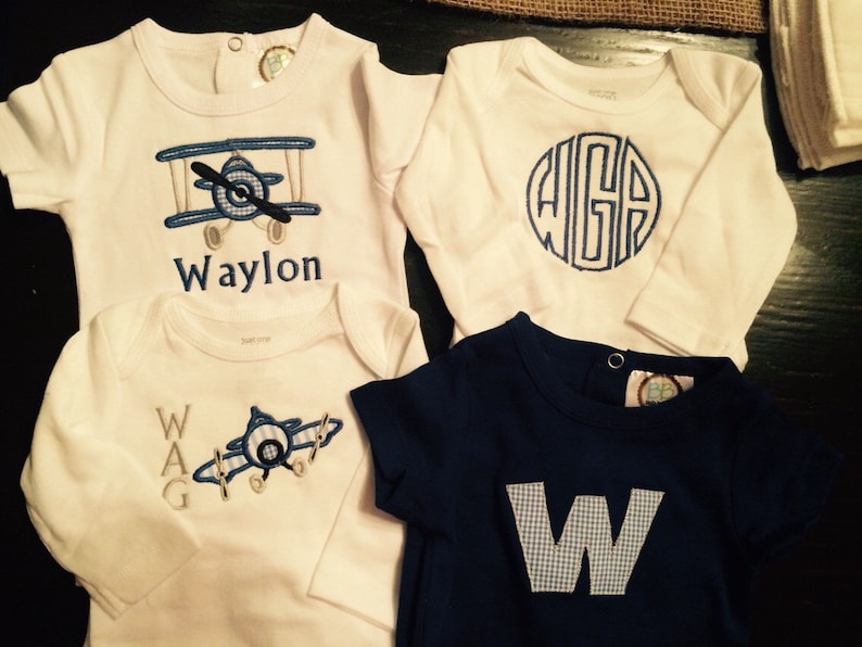 Boys Airplane Themed Onesie and Burp Cloth Set