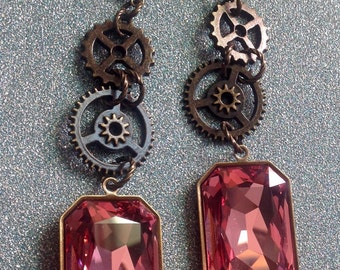 Large Crystal Drops Rose Pink