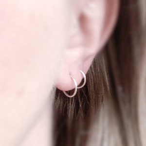 Endless Hoops - tiny seamless hoop earrings, ear huggers, cartilage huggies in silver, niobium, gold filled, or rose gold filled in 6 sizes
