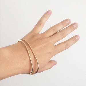 Bangle, Flattened Rounded Rectangular Bangle Bracelet in Brass, Copper, or Silver image 2